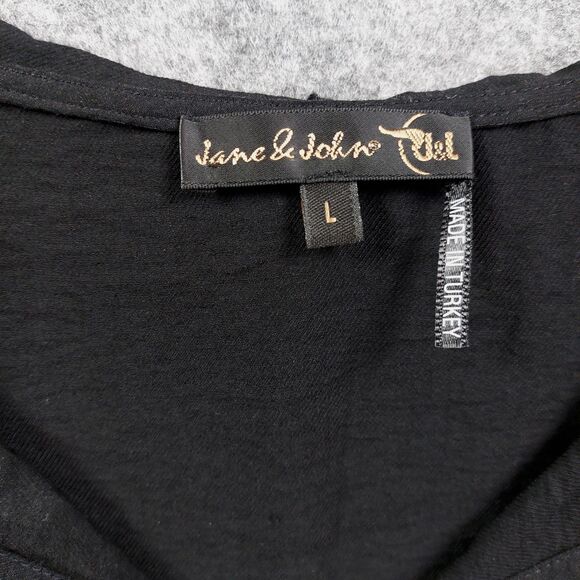 Jane & John Pullover Womens Sz L Black Hooded Graphic Drawstring Casual Baggy - Picture 9 of 10